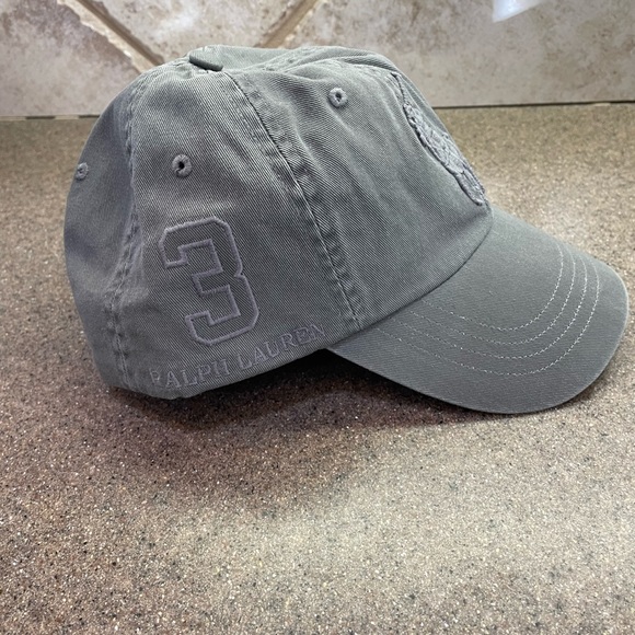 🆕 POLO RALPH LAUREN Leather Strap Embroidered BIG PONY Baseball Cap, Grey - Picture 4 of 11